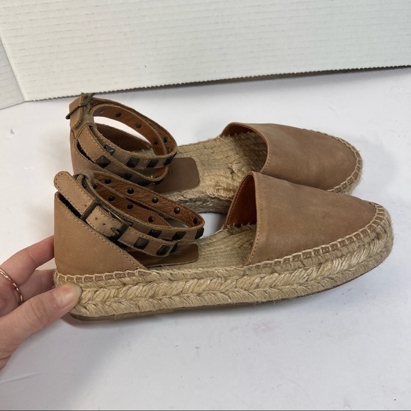 Garnet Hill Womens Espadrille Margo Studded Straps Wrap Sandals Sz 37Tan Leather - Picture 8 of 16